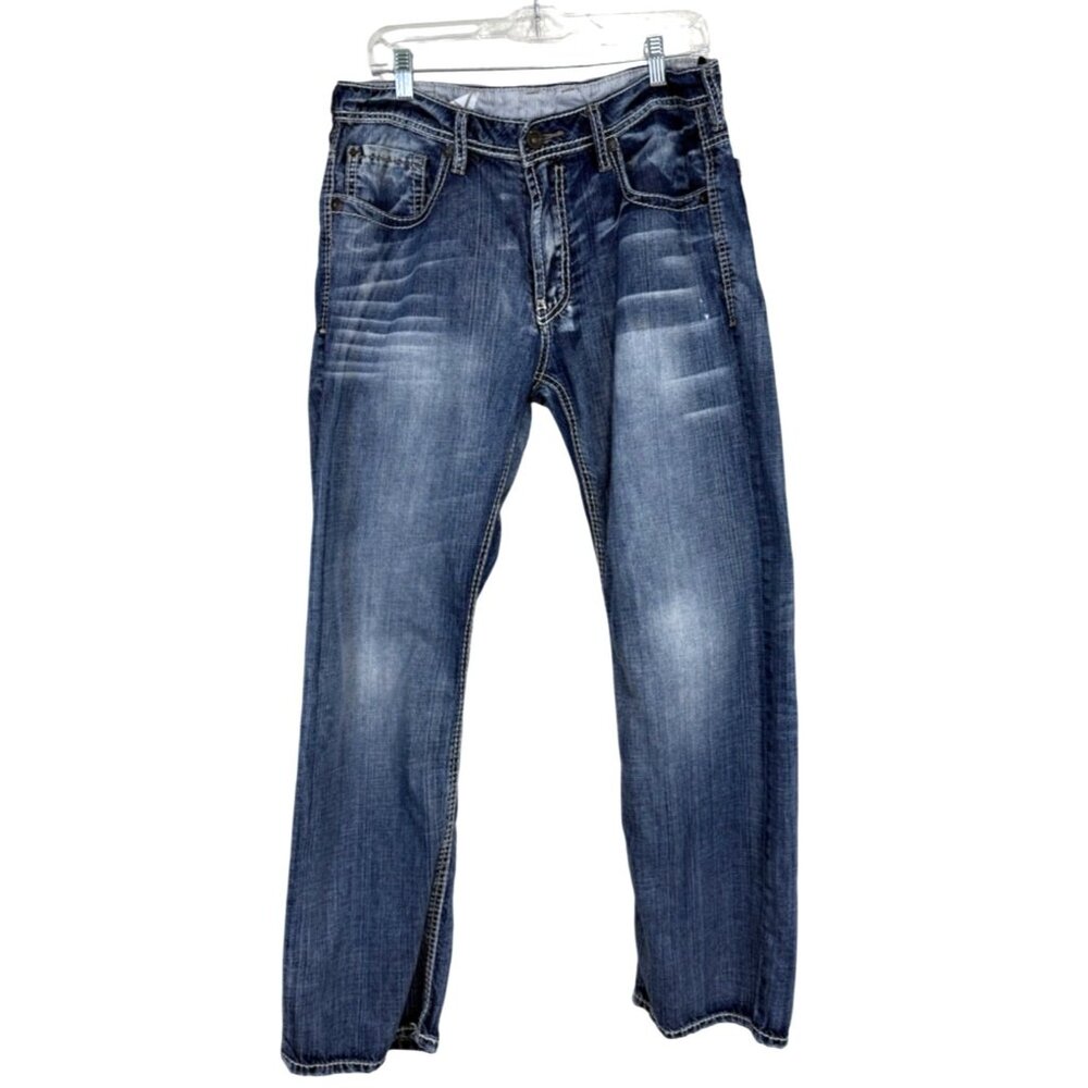 Buffalo David Bitton Dominik Straight Jeans Blue Mens Size 34x30